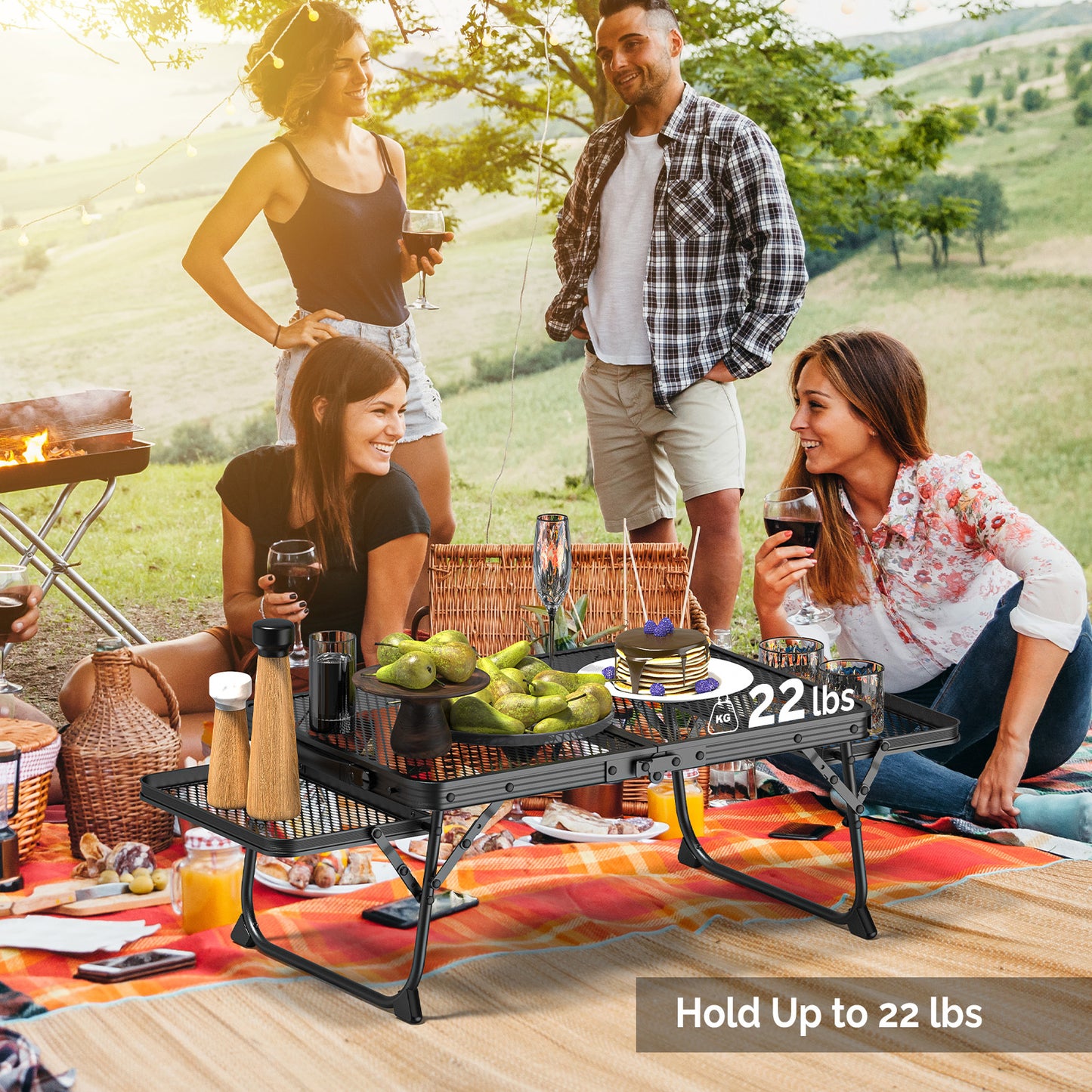 3ft Black Outdoor Folding Table