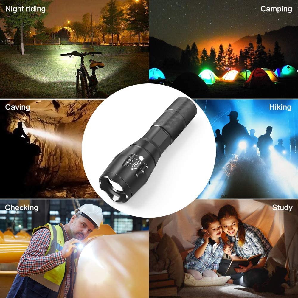 Aluminum Tactical Led Flashlight USB Rechargeable Zoomable