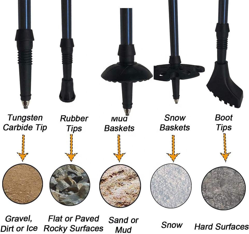 T-Handle 2 Pack- Ultra Light Trekking Pole 3-section Telescopic Mountaineering Stick