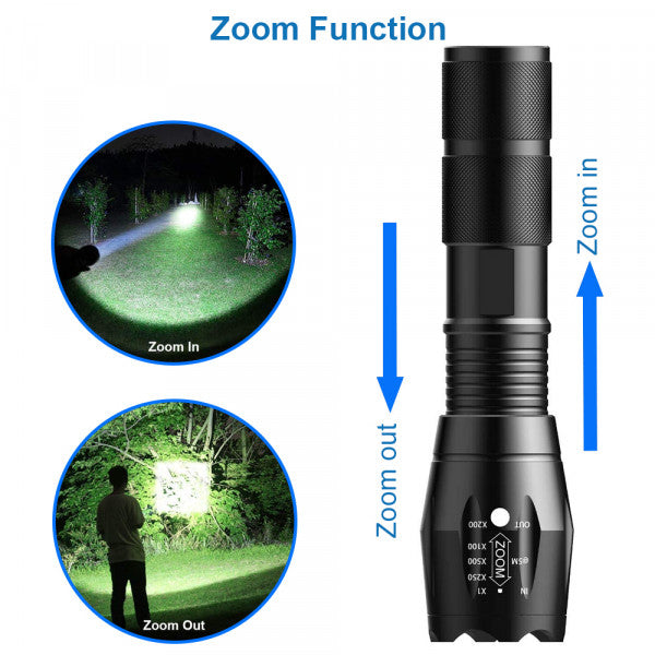 Aluminum Tactical Led Flashlight USB Rechargeable Zoomable