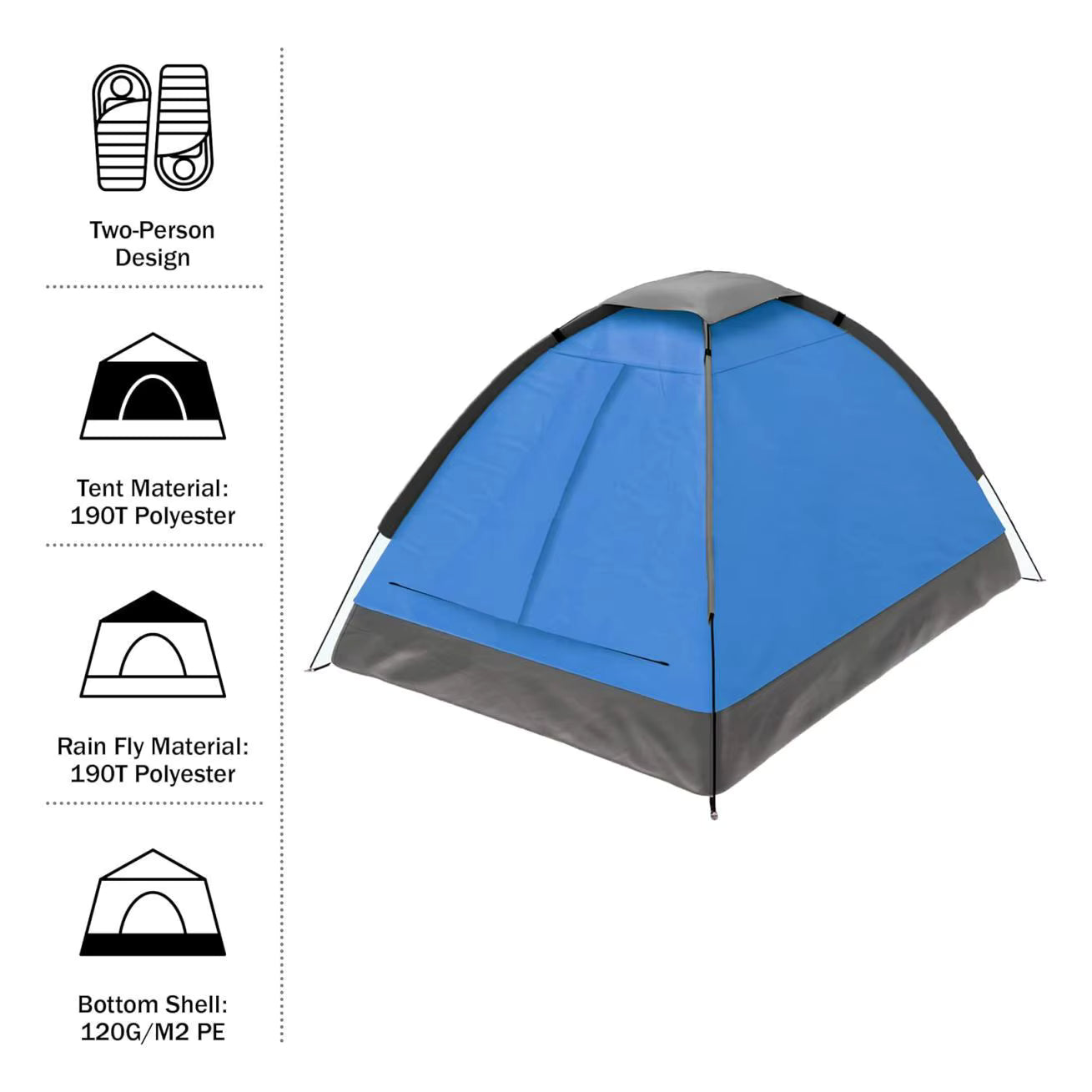 Portable 2 Person Backpacking Tent Lightweight Design With Rain Fly and Storage Bag Easy Setup for Hiking Camping Activity