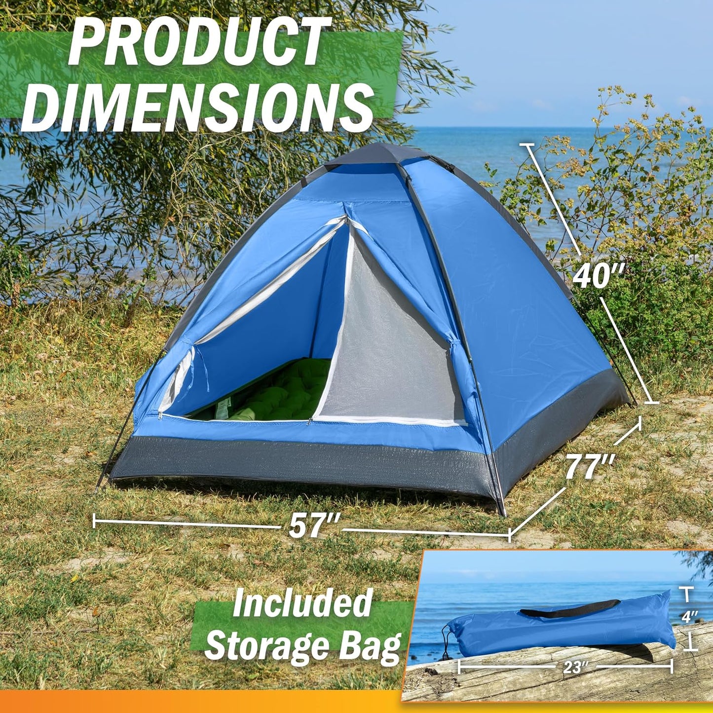 Portable 2 Person Backpacking Tent Lightweight Design With Rain Fly and Storage Bag Easy Setup for Hiking Camping Activity