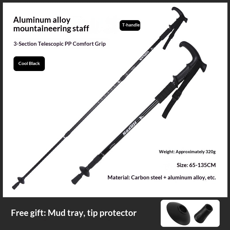 T-Handle 2 Pack- Ultra Light Trekking Pole 3-section Telescopic Mountaineering Stick