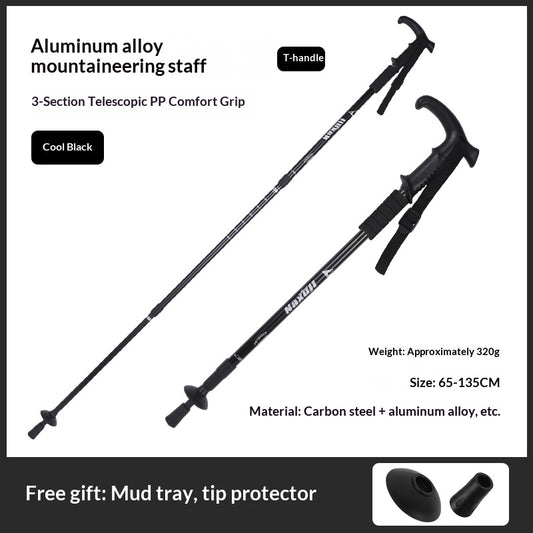 T-Handle 2 Pack- Ultra Light Trekking Pole 3-section Telescopic Mountaineering Stick