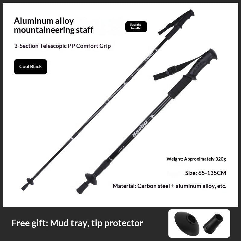 2 Pack- Ultra Light Trekking Pole 3-section Telescopic Mountaineering Stick