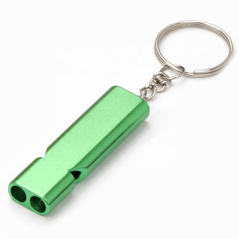 2 Pack Keychain Whistle Aluminum Alloy Double Pipe Emergency Survival WhistleMultifunction Outdoors Portable High Decibel 150dB
