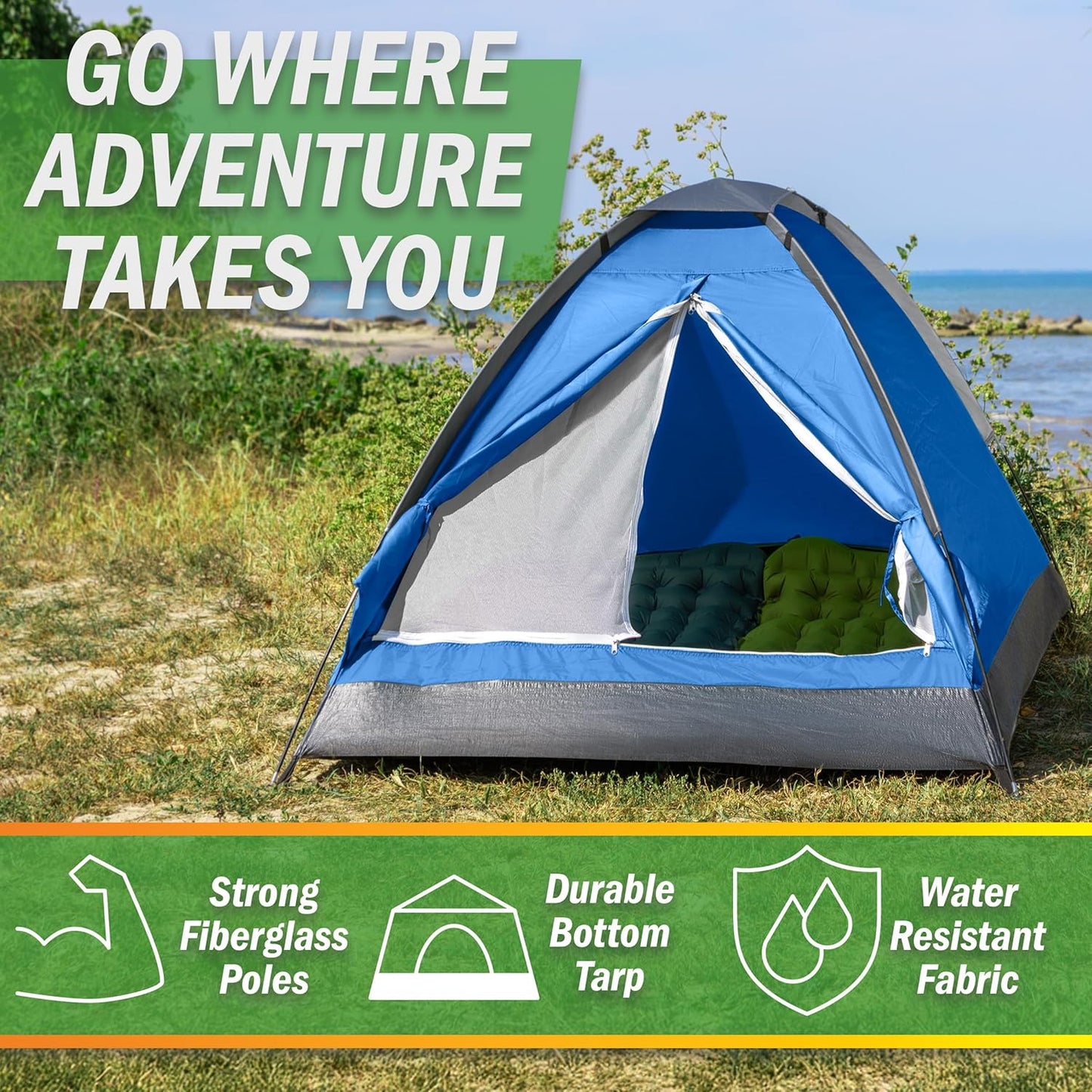 Portable 2 Person Backpacking Tent Lightweight Design With Rain Fly and Storage Bag Easy Setup for Hiking Camping Activity
