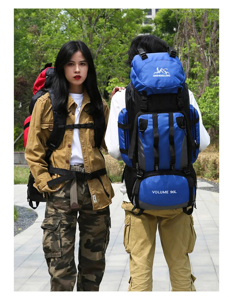 90L Waterproof Hiking Camping Backpack Trekking Bag Rucksack Large Capacity Travel Outdoor Sports Bags Camping Equipment Unisex
