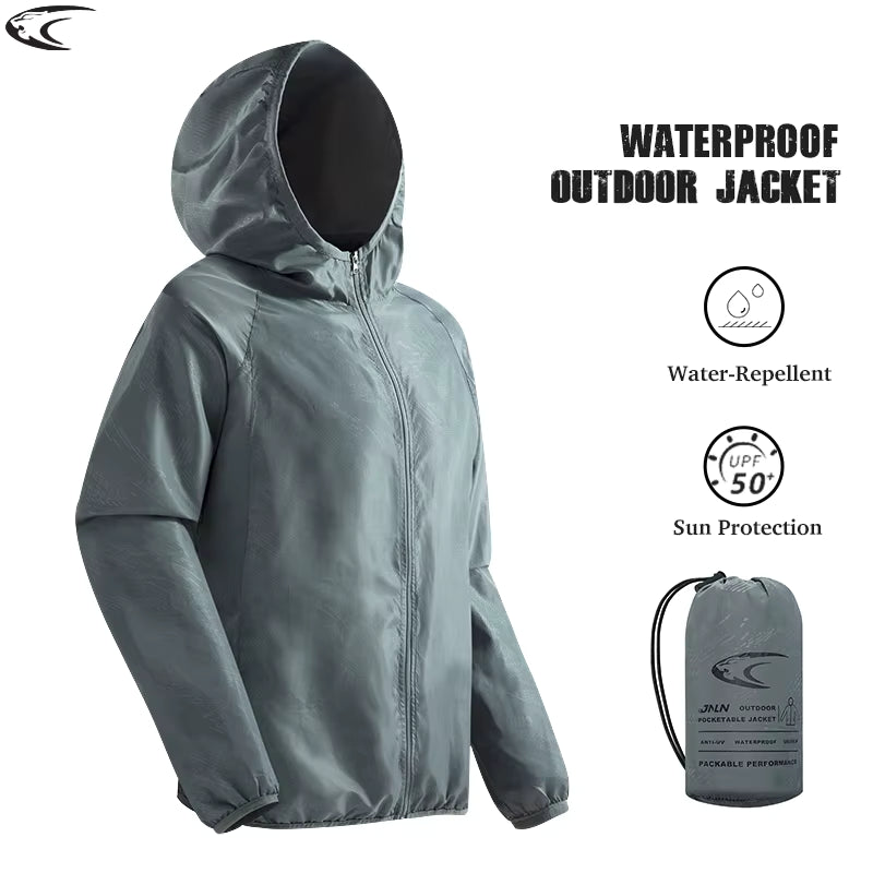 LNGXO Men's Women's Waterproof Hiking Jacket Quick Dry Sun Protection Windbreaker Camping Hunting Climbing Outdoor Rain Coat
