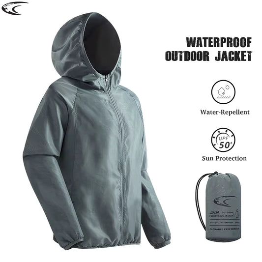 LNGXO Men's Women's Waterproof Hiking Jacket Quick Dry Sun Protection Windbreaker Camping Hunting Climbing Outdoor Rain Coat
