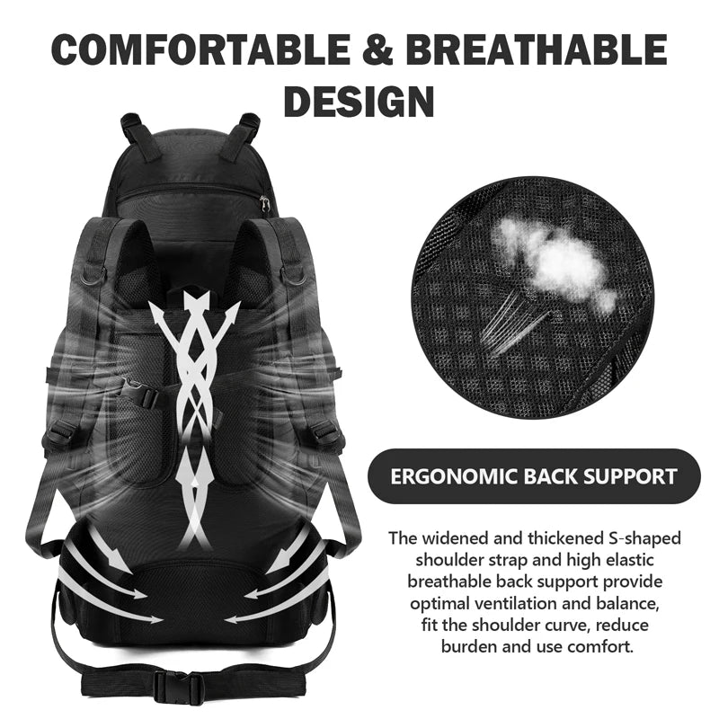 90L Waterproof Hiking Camping Backpack Trekking Bag Rucksack Large Capacity Travel Outdoor Sports Bags Camping Equipment Unisex