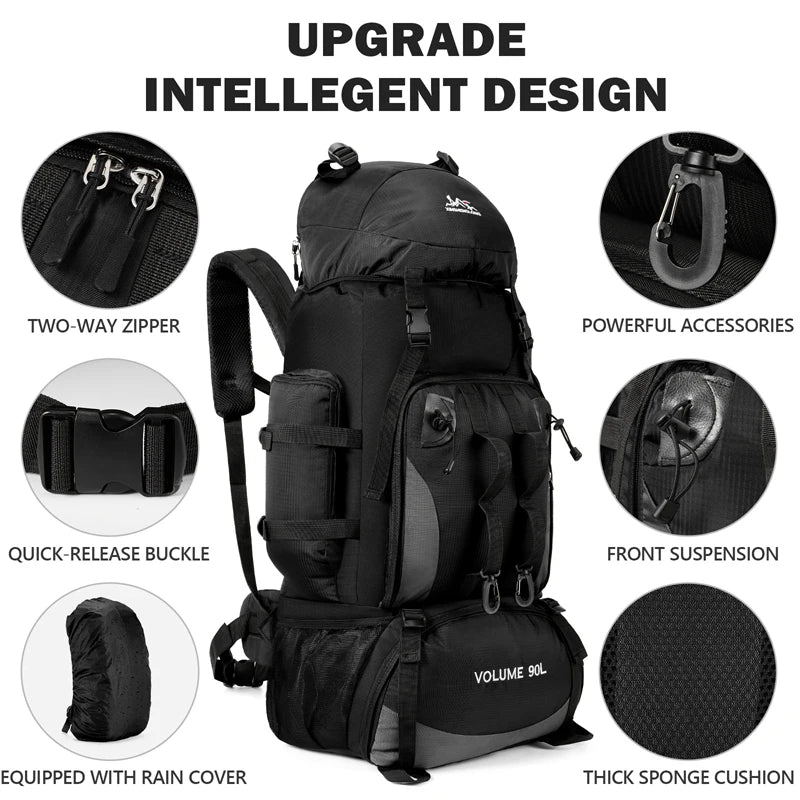 90L Waterproof Hiking Camping Backpack Trekking Bag Rucksack Large Capacity Travel Outdoor Sports Bags Camping Equipment Unisex